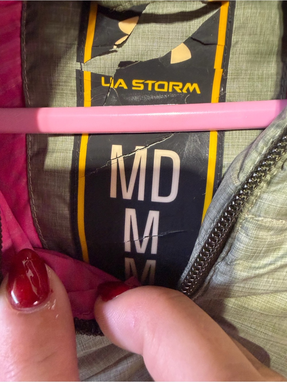 Under Armour Olive Green Puffer Jacket with Pink Hood Accent - Picture 2 of 3